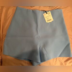 Zara High Waist Women Shorts in Light Blue